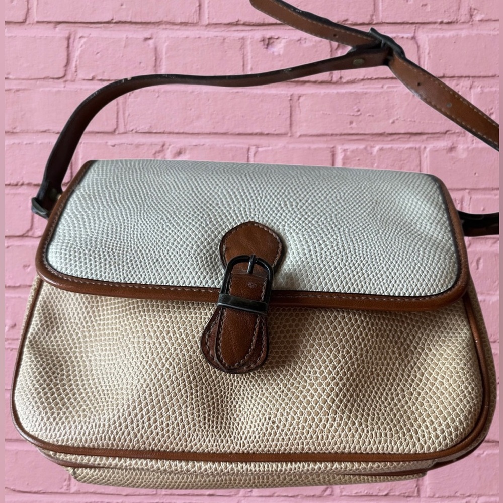 Vintage Two-Tone Cream & Beige with Brown Trim Bag